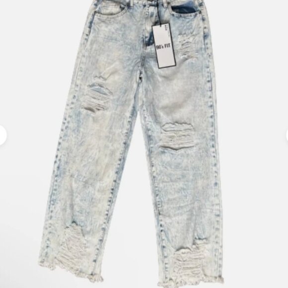 Almost Famous Denim - Almost Famous I Size 3 Distressed 90s Fit Mom Jeans Acid Wash New